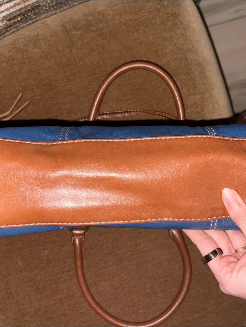 Tignanello Blue and Brown Purse